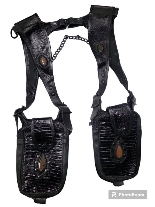 Dark brown lizard leather with black trim on the straps Jaguar Warrior and Mictlantecuhtli - Image 4