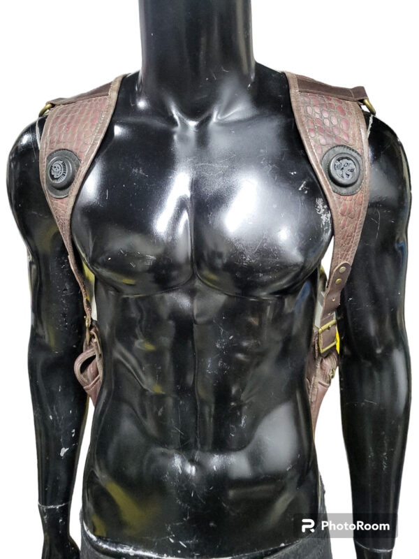 Dragon Leather Obsidian with Laser edging on the straps Jaguar Warrior and Mictlantecuhtli - Image 2