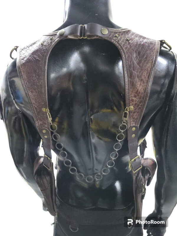 Dragon Leather Obsidian with Laser edging on the straps Jaguar Warrior and Mictlantecuhtli - Image 3