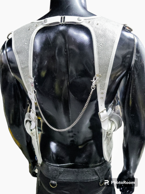 Ivory Sting Ray Leather Stones on the strap Obsidian on pockets - Image 2