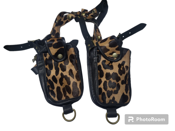 Pony hair Leopard print leather Antic brass