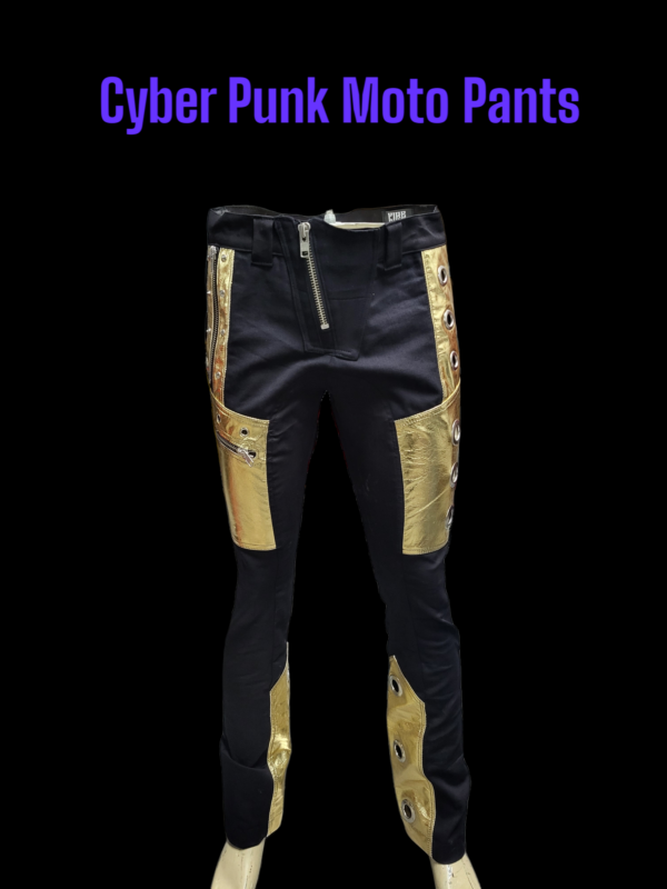CYBER PUNK MOTO PANTS COMIC GOLD - Image 3