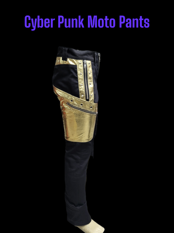CYBER PUNK MOTO PANTS COMIC GOLD - Image 2