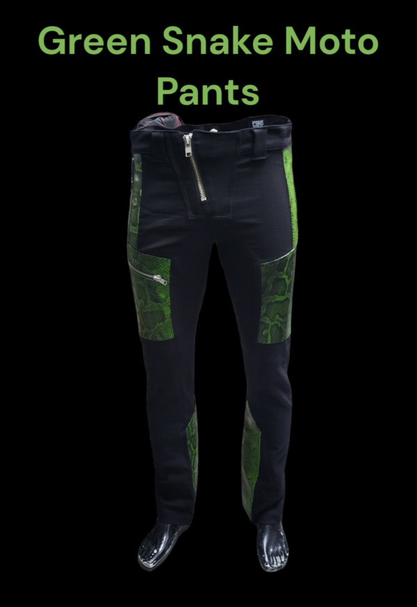 CYBER PUNK MOTO PANTS GREEN SNAKE SKIN - Image 4