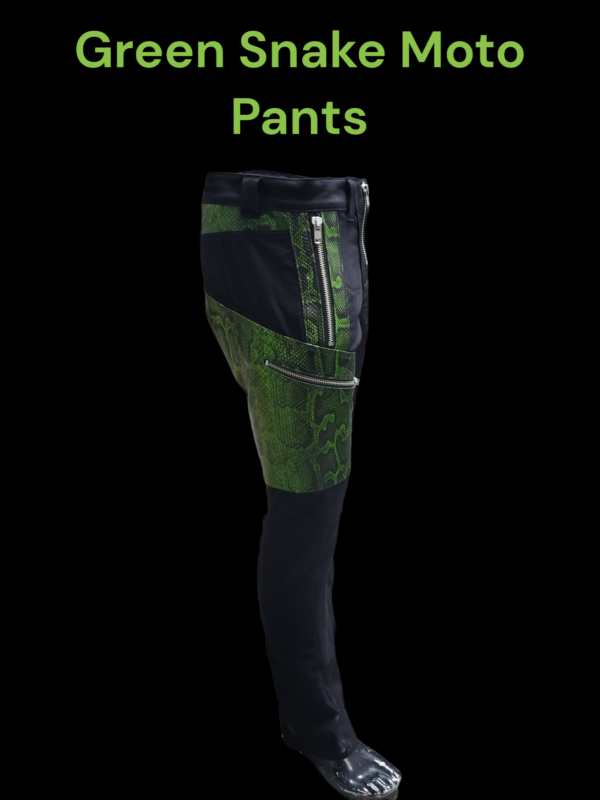 CYBER PUNK MOTO PANTS GREEN SNAKE SKIN - Image 3