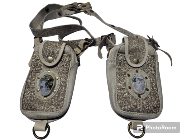 Ivory sting ray leather The stones curved skulls jasper antic brass hardware