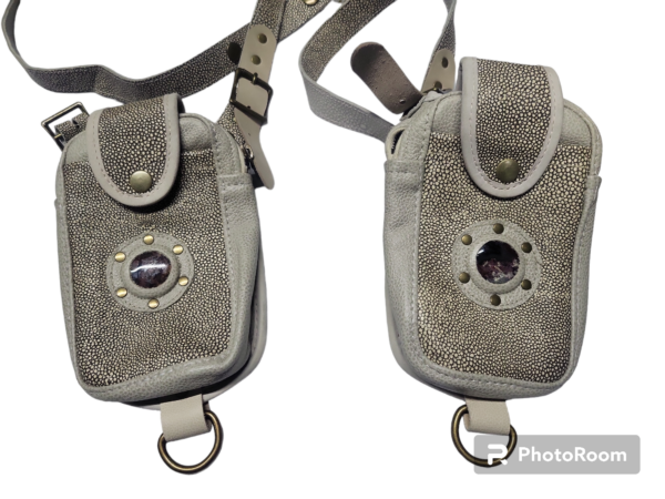 Ivory Sting Ray Leather The Stones Moss Agate Antic Brass Hardware - Image 3