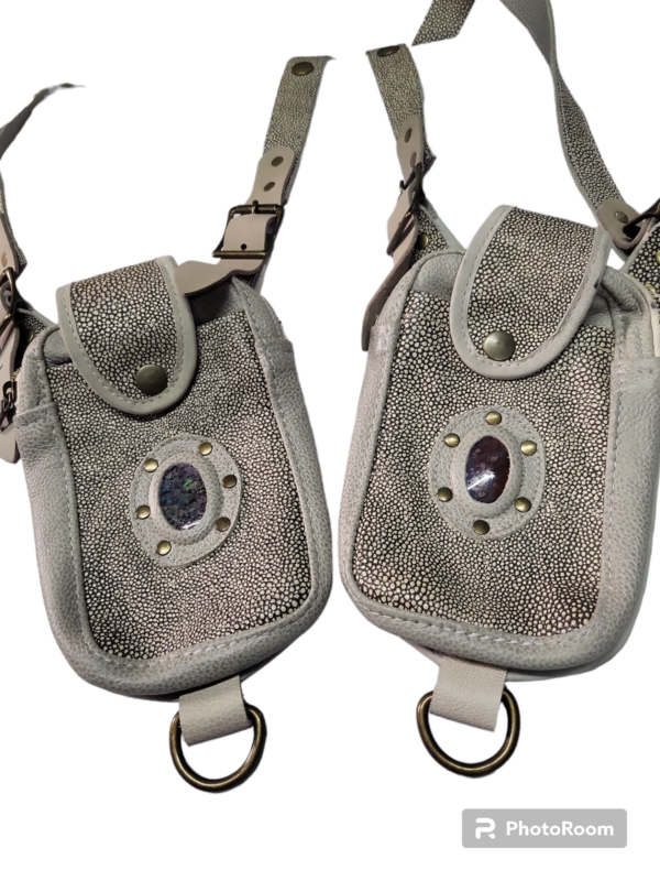 Ivory Sting Ray Leather The Stones Moss Agate Antic Brass Hardware - Image 2